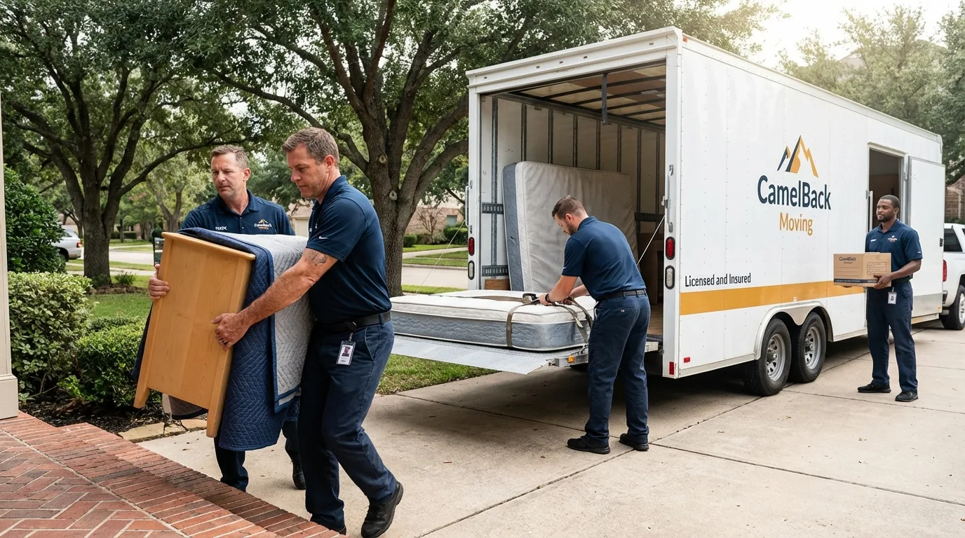 Crew loading residential truck for cross-state move from West Warwick, RI